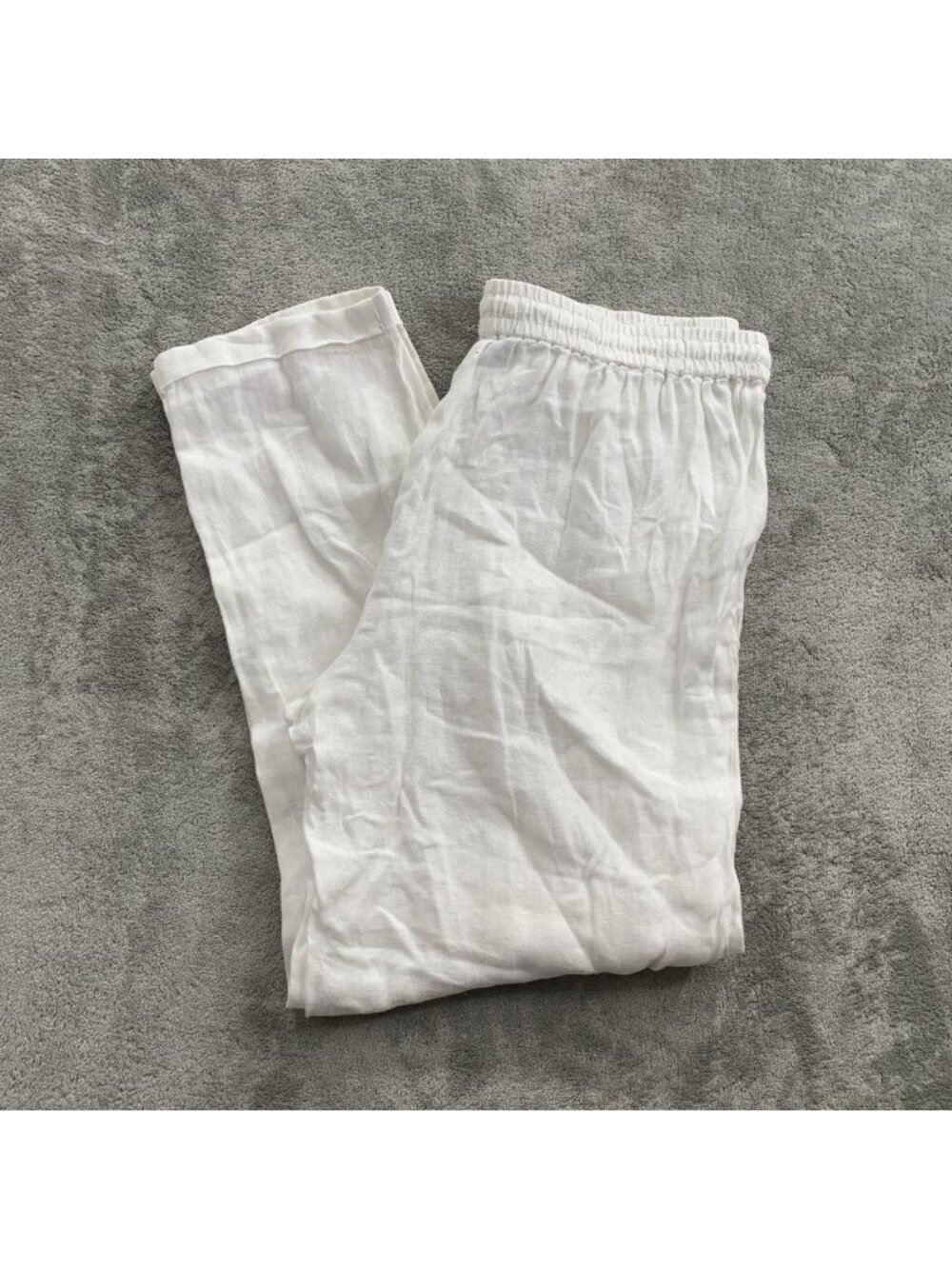 J. Crew Linen Pants Womens 8 Pull On Drawstring Straight Leg White A7090 Boho